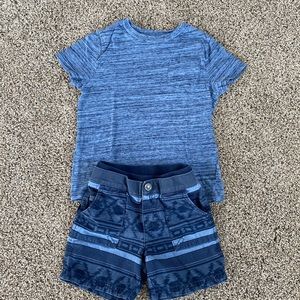 Boys size 4 Casual blue outfit. OshKosh B’gosh shorts and Cat & Jack Shirt